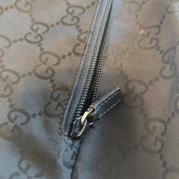 Authentic Gucci Shoulder Handbag Purse GG Double Pocket Black Bag - Picture 7 of 9